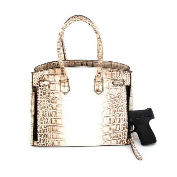 Rugged Rare Smith & Wesson Croc Concealed Carry Handbag Beige - Precision Shot Firearms