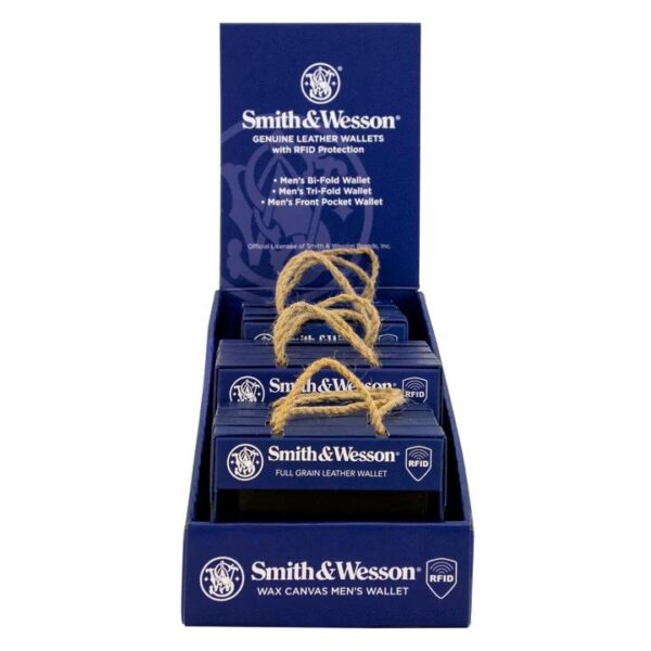 Smith & Wesson Men's Genuine Leather Wallet 12pc Counter Display - Precision Shot Firearms