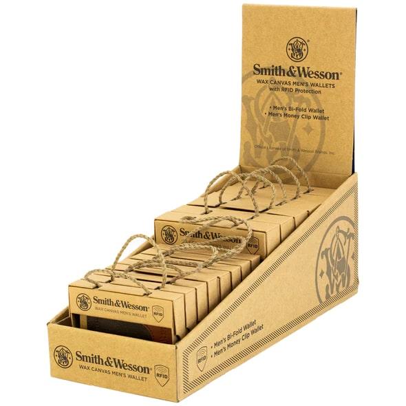 S&W POP Wallets Display (12pcs) Waxed - Precision Shot Firearms