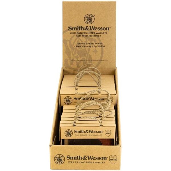 S&W POP Wallets Display (12pcs) Waxed - Precision Shot Firearms