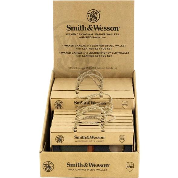 Smith & Wesson Men's Wax Canvas Wallet Gift Set Display 12/ct - Precision Shot Firearms