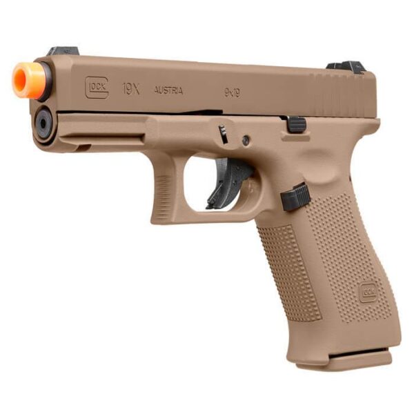 Umarex GLOCK? 19X Gen5 Blowback Airgun Pistol - Coyote Airsoft 6mm BB - Precision Shot Firearms