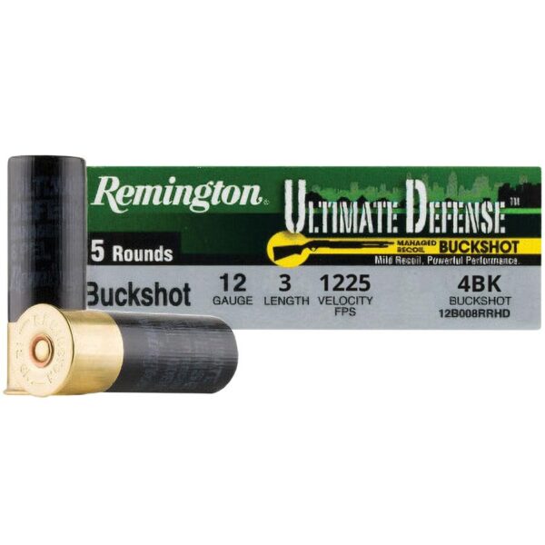 Remington Ultimate Defense Buckshot Shotshells 3" #4 Buck 1225 fps 5/ct - Precision Shot Firearms