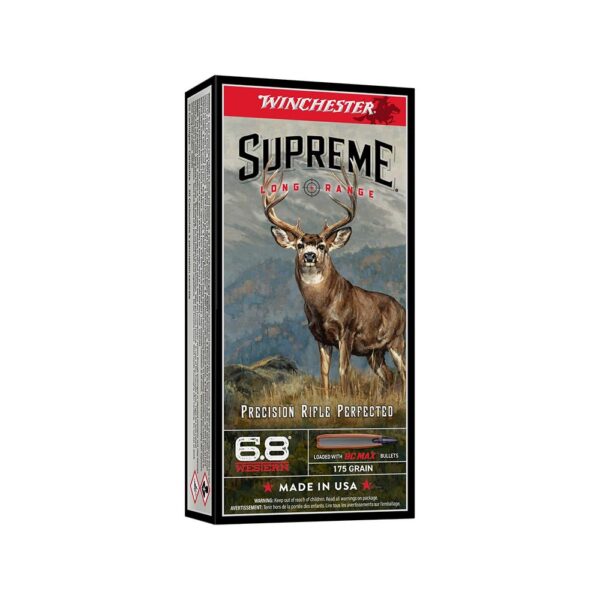 Winchester Supreme Long Range Rifle Ammunition 6.8 Western 175gr PT 20/ct - Precision Shot Firearms