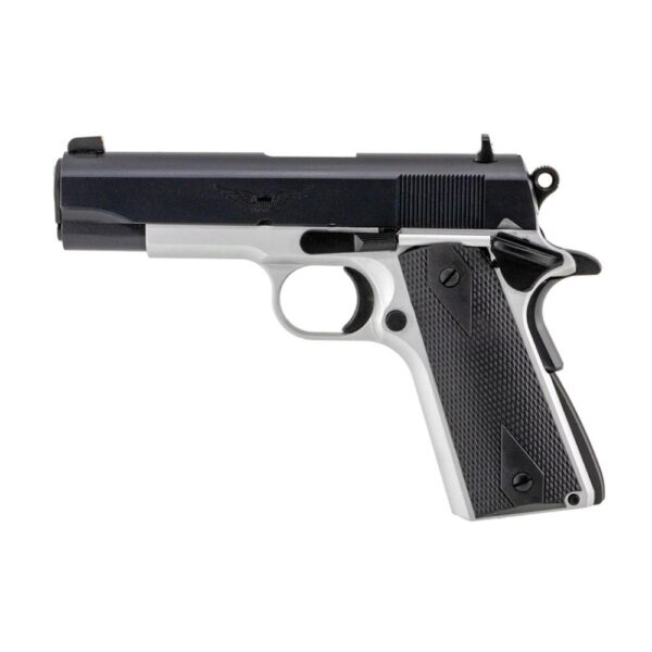 SDS Imports Tisas 1911 Aviator Handgun 9mm Luger 9rd Magazines (2) 4.25" Barrel Black Slide and Stainless Steel Frame - Precision Shot Firearms