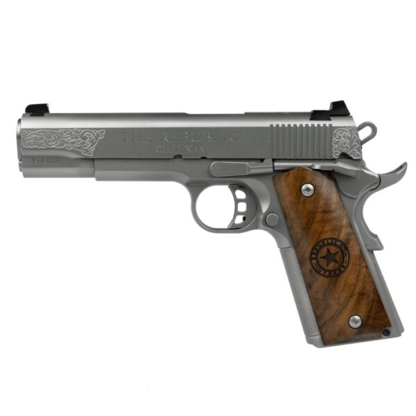 SDS Imports Tisas 1911 Republic of Texas Handgun 45 ACP 8rd Magazines (2) 5" Barrel Grey with Brown Grips - Precision Shot Firearms
