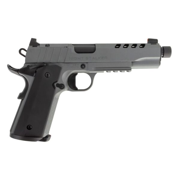 1911 Night Stalker SF 10 Handgun 10mm 8rd Magazine 5" Threaded Barrel Cerakote Grey with Black Grips - Precision Shot Firearms