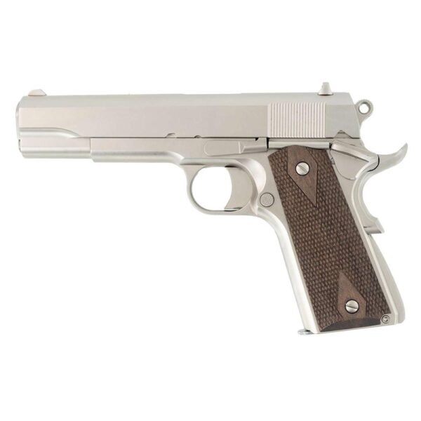 SDS Imports 1911 A1 Stakeout Handgun 9mm Luger/.38 Super Combo 9rd Magazine 5" Barrel Nickel with Walnut Grips - Precision Shot Firearms