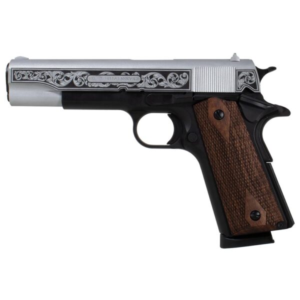 SDS Imports Tisas "Two Tone Filigree Stainless" 1911 A1 Service 45 Handgun .45 ACP 8rd Magazine 5" Barrel - Precision Shot Firearms