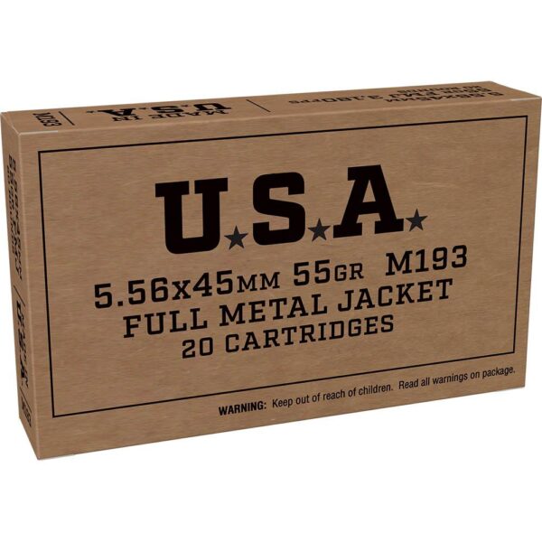 Winchester USA Lake City M193 Brown Box Rifle Ammunition 5.56mm 55 gr FMJ 3240 fps 20/ct - Precision Shot Firearms