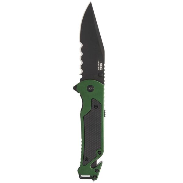 SOG Knives Escape 2.0 Folding Knife 3-2/5" Semi Serrated Clip Point Blade OD Green Blister - Precision Shot Firearms