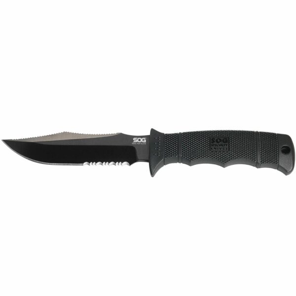 SOG SEAL Pup Elite Knife 4.85" Partially Serrated Blade Black with Nylon Sheath - Precision Shot Firearms