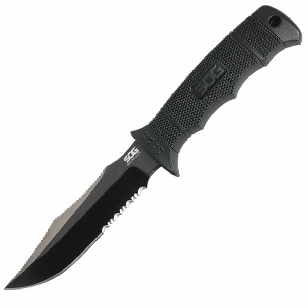 SOG SEAL Pup Elite Knife 4.85" Partially Serrated Blade Black with Nylon Sheath - Precision Shot Firearms