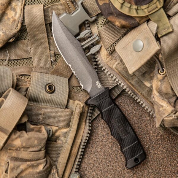 SOG Seal Pup Fixed Blade Knife 4-3/4" Clip Point Blade Black with Nylon Sheath - Precision Shot Firearms