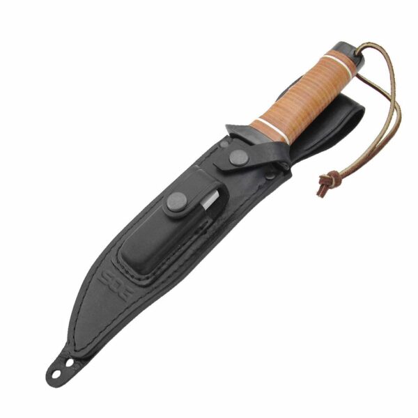 SOG Super SOG Bowie Knife 7.5" Blade Brown Leather - Precision Shot Firearms