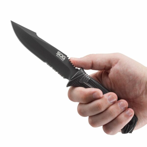 SOG SEAL Strike Knife 4.9" Partially Serrated Blade Black - Precision Shot Firearms