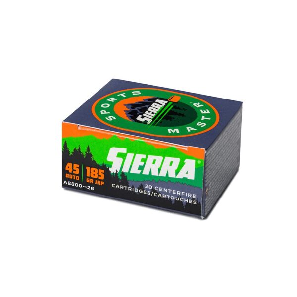 Sierra Sports Master Handgun Ammunition .45 Auto 185 gr JHP 995 fps 20/ct - Precision Shot Firearms