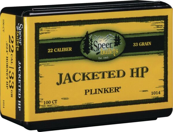 Speer Plinker Jacketed Rifle Bullet .22 Hornet .224" 33 gr Hornet JHP 100/ct - Precision Shot Firearms