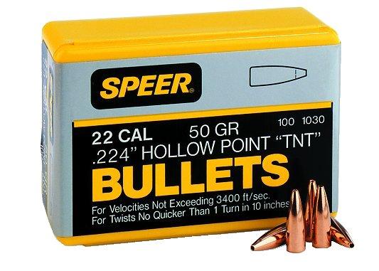 Speer TNT Rifle Bullets .22 cal .224" 50 gr TNTHP 100/ct - Precision Shot Firearms