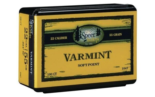 Speer Varmint Soft Point Rifle Bullets .224 cal .224" 55 gr JSP 100/ct - Precision Shot Firearms