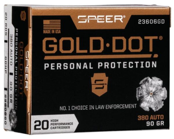 Speer Gold Dot Handgun Ammunition .380 ACP 90 gr HP 1040 fps 20/ct - Precision Shot Firearms