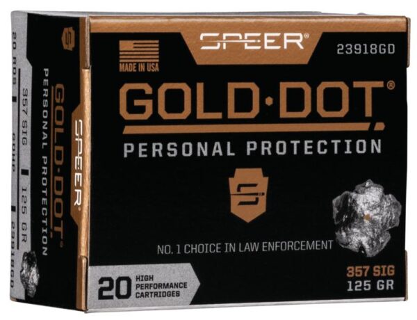 Speer Gold Dot Handgun Ammunition .357 Sig 125 gr HP 1350 fps 20/ct - Precision Shot Firearms