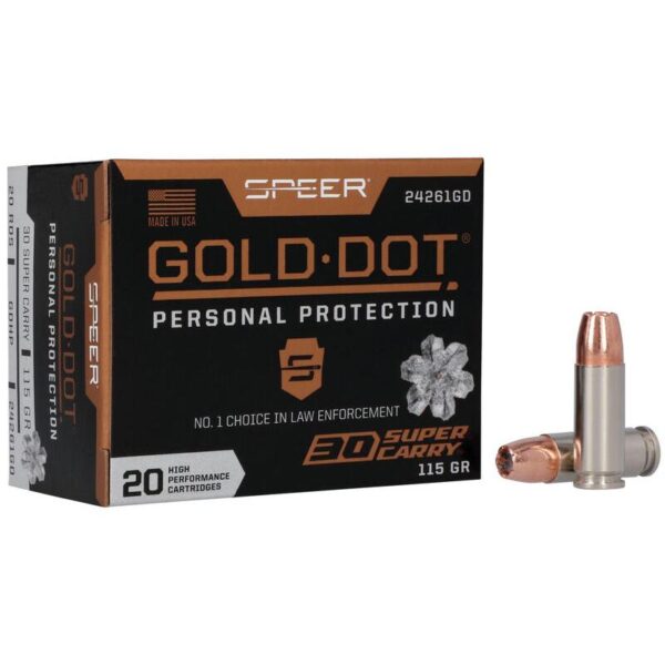 Speer Gold Dot Handgun Ammunition .30 SC 115gr HP 1150 fps 20/ct - Precision Shot Firearms