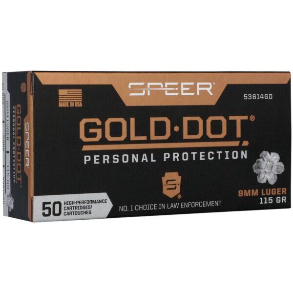 Speer Gold Dot Handgun Personal Protection Ammunition 9mm Luger 115gr JHP 1210 fps 50/ct - Precision Shot Firearms