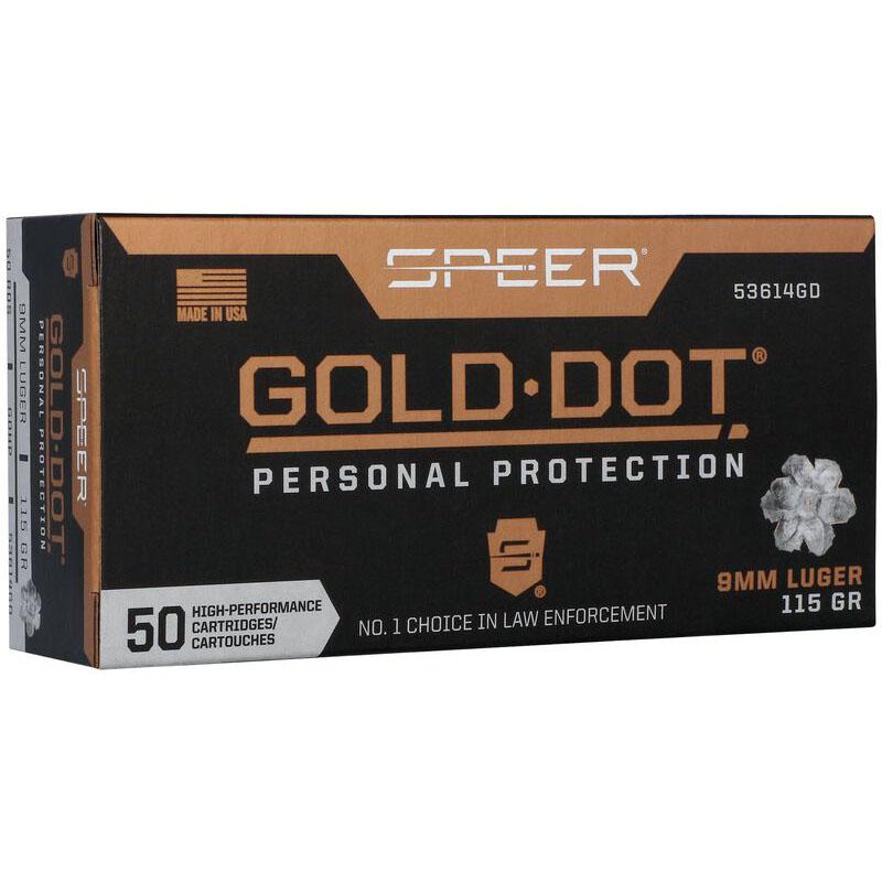 Speer Gold Dot Handgun Personal Protection Ammunition 9mm Luger 115gr JHP 1210 fps 50/ct - Precision Shot Firearms