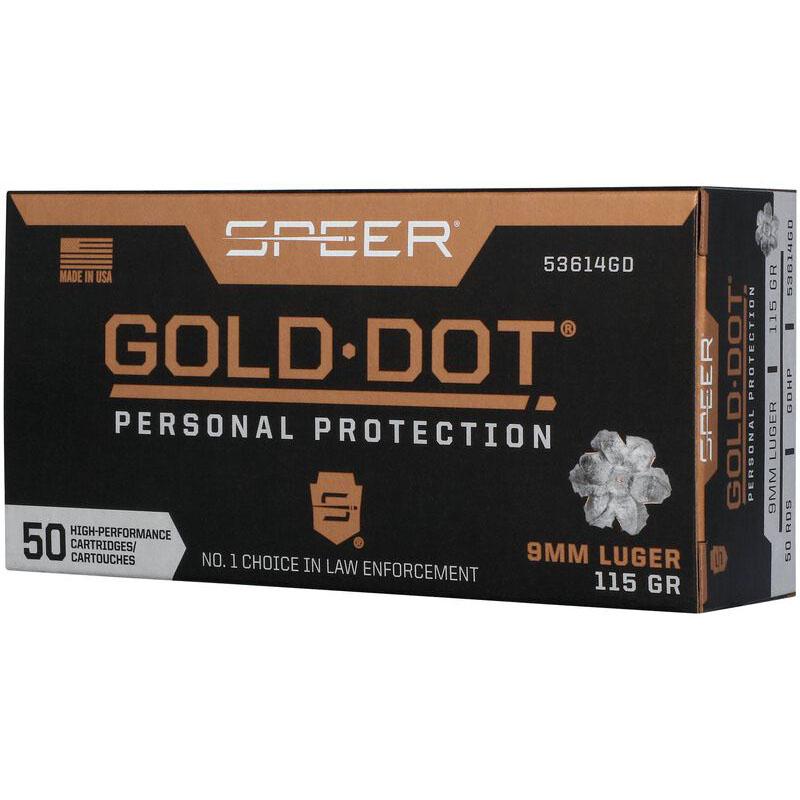 Speer Gold Dot Handgun Personal Protection Ammunition 9mm Luger 115gr JHP 1210 fps 50/ct - Precision Shot Firearms