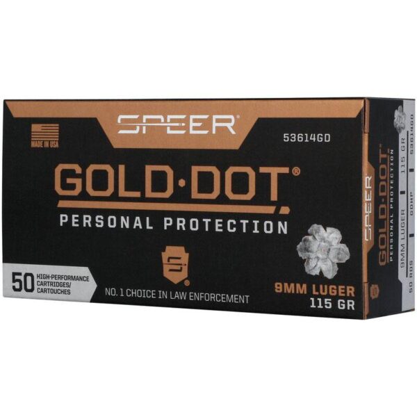 Speer Gold Dot Handgun Personal Protection Ammunition 9mm Luger 124gr JHP 1150 fps 50/ct - Precision Shot Firearms