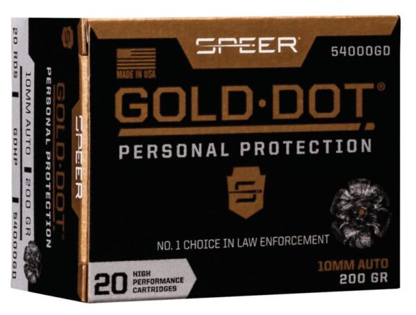 Speer Gold Dot Handgun Ammunition 10mm Auto 200 gr HP 1100 fps 20/ct - Precision Shot Firearms