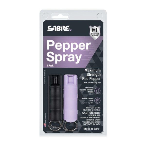 Sabre Red Pepper Spray with Key Ring 2/pk Black & Lavender - Precision Shot Firearms