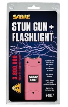 Sabre 3.8 Million Volt Stun Gun with LED Flashlight - Pink - Precision Shot Firearms
