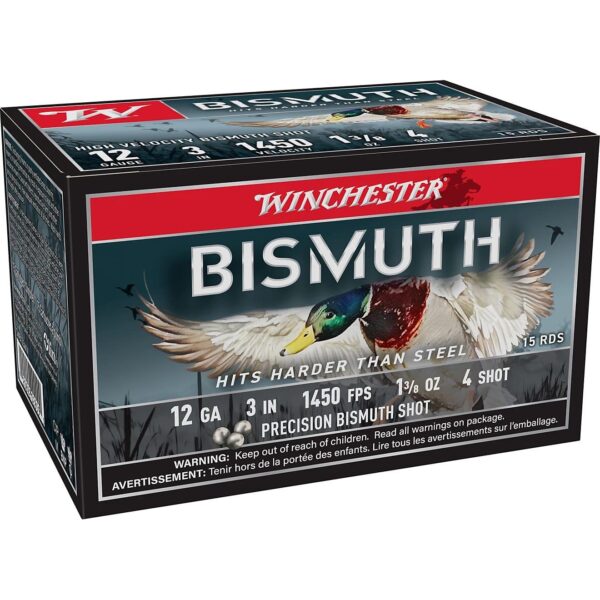 Winchester Bismuth Shotgun Ammunition 12ga 3" 1-3/8oz 1450 fps #4 15/ct - Precision Shot Firearms