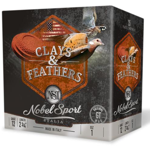 Nobel Sport Clays & Feathers Shotshells 12ga 2-3/4" 1oz 1300 fps #8 25/ct - Precision Shot Firearms
