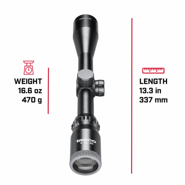 Tasco Sportsman Rifle Scope 4-12x40 1" SFP Truplex Non Illum. Black with Rings Box - Precision Shot Firearms