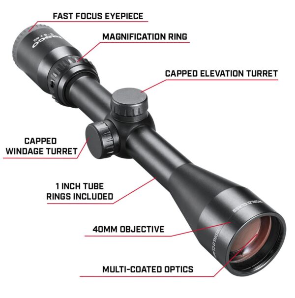 TASCO 4-12x40 Sportsman Plus Rifle Scope 4-12x40 1" SFP Black - Precision Shot Firearms
