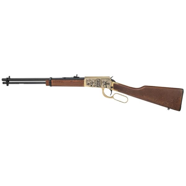Rossi Rio Bravo Buffalo Bill Engraved PVD Gold Rifle .22 LR 15rd Capacity 18' Barrel Wood Stock - Precision Shot Firearms