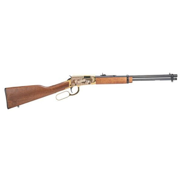 Rossi Rio Bravo Wyatt Earp Engraved PVDD Gold Rifle .22 LR 15rd Capacity 18' Barrel Wood Stock - Precision Shot Firearms