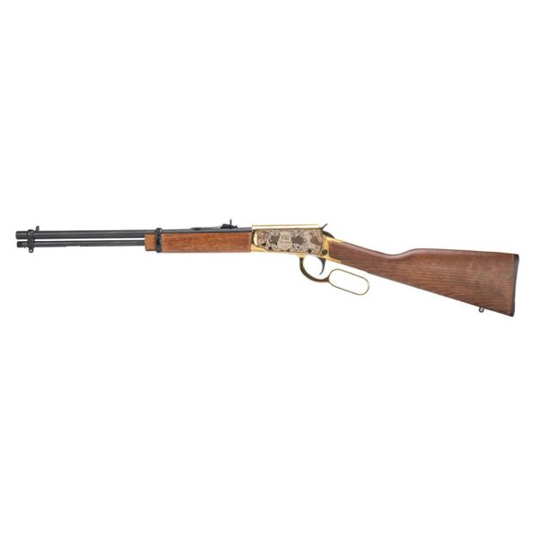 Rossi Rio Bravo Wyatt Earp Engraved PVDD Gold Rifle .22 LR 15rd Capacity 18' Barrel Wood Stock - Precision Shot Firearms
