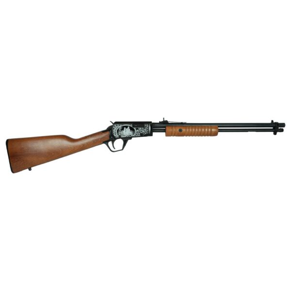 Rossi Gallery Pump Rifle .22 LR 15rd Capacity 18" Barrel Black Hardwood Stock Father & Son Engraving - Precision Shot Firearms