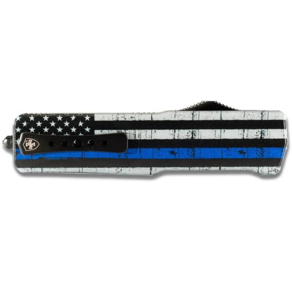 Templar Knives Premium Weighted Automatic Knife 3 1/2" Serrated Tanto Blade Back the Blue - Precision Shot Firearms