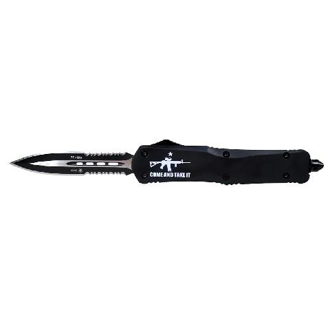 Templar Knife Large Come And Take It AR OTF Knife 3-1/2" Serrated Dagger Black - Precision Shot Firearms