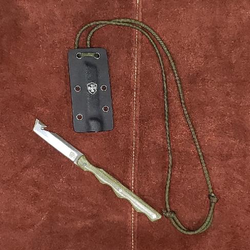 Templar Neck Knife 2-4/10" D2 Tanto Blade OD Green Powder - Precision Shot Firearms