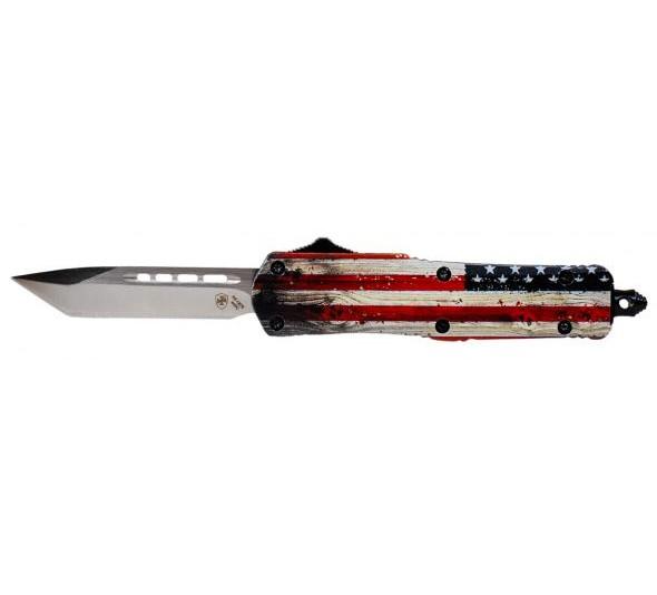 Templar Knife OTF Small Knife 2-1/4" Tanto Blade Wood US Flag - Precision Shot Firearms