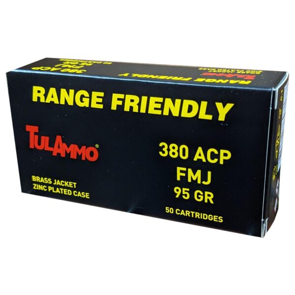 Tula Ammo Zinc Coated Steel Case Handgun Ammunition .380 ACP 95gr Brass Jacketed FMJ 50/ct - Precision Shot Firearms