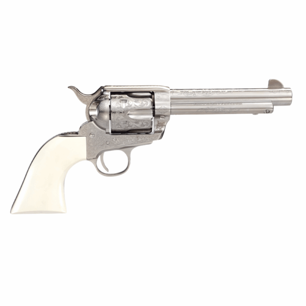 Taylor's 1873 Outlaw Legacy Handgun .45 Colt 6rd Capacity 5.5" Barrel Engraved Nickel with White - Precision Shot Firearms