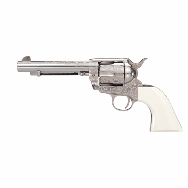 Taylor's 1873 Outlaw Legacy Handgun .45 Colt 6rd Capacity 5.5" Barrel Engraved Nickel with White - Precision Shot Firearms