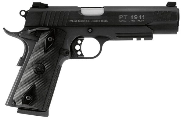 Taurus M1911 Handgun. 45 ACP 8rd Magazine 5" Barrel Black Novak Sights Picrail - Precision Shot Firearms
